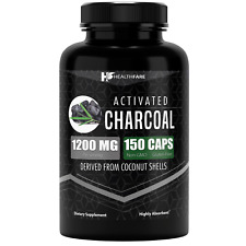 HealthFare Activated Charcoal Vegan Capsules 1200mg 150 Highly Absorbent picture