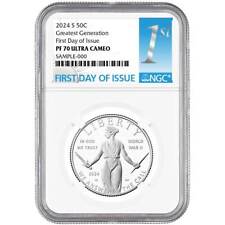 2024-S Proof Clad 50c Greatest Generation Commemorative NGC PF70UC FDI First ... picture