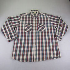 Vintage Five Brother Shirt Mens XXL Tall Man Blue Gray Plaid Flannel Button Up ^ picture
