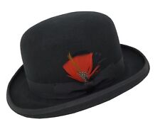 Different Touch 100% Wool Felt Derby Bowler with Removable Feather Fedora Hats picture