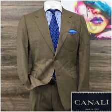 Canali Mens Suit 2 Piece Set Size 42R Jacket Blazer Pants Wool Two Button Brown picture