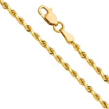 14K Real SOLID Yellow Gold 2mm Rope Chain Necklace with Lobster Claw Clasp Women picture