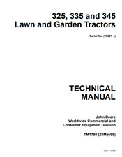 John Deere 325 335 345 Lawn Garden Tractor Technical Manual PDF/USB - TM1760 picture