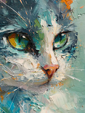 Cat Oil Painting Digital Image Picture Photo Wallpaper Background Desktop Art picture