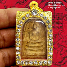 Phra Somdej Bang Khun Phrom Thai Amulet pendant Micron gold case with diamonds picture