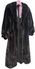 MINK Fur Long Coat TOP QUALITY Dark Brown Medium, Pockets EXCELLENT CONDITION picture
