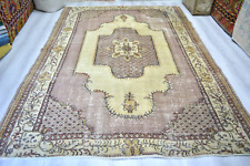 Turkish Vintage Carpet, 6.7x9.1ft, Purple Antique Medallion Rug, Oriental Rug, picture