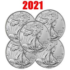 (5pcs) 2021 American 1 oz .999 Fine Silver Eagle $1 Coin BU - In Stock picture