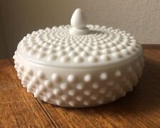 MCM FENTON Hobnail Milk Glass Covered Dish picture
