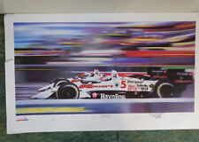 Newman Haas Litho Signed Mansell Andretti, 1993, unframed, bottom corner cut out picture