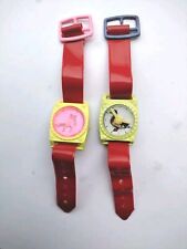 VTG Vintage Kids Toy Hand-Wind Plastic Watch 2 Lot Hungarian European picture