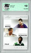@@@ THE TRIPLE Pele, Lionel Messi, Cristiano Ronaldo 2022 Leaf Legends Card picture