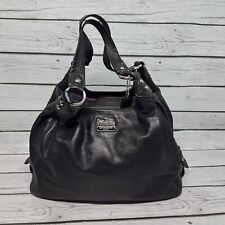COACH Maddison Maggie Handbag Purse Hobo Leather Black Purple picture