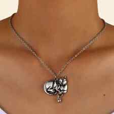 Vintage Animal Cat Pendant Necklace Silver Plated Neck Jewelry For Women Hot New picture