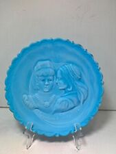 1972 Fenton Blue Marble Milk Glass Plate - 'Romeo & Juliet' Valentine's Edition picture