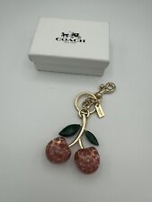 Coach Cherry Resin Glitter Bag Charm Gold KeyChain With Box picture