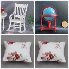 (Lot 4) 1:12 scale Dollhouse Mini furnitures 1 chair 2 pillows 1 globe map picture