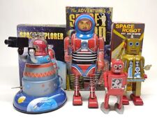 Classic Tin Robots in Box LOT OF 4 SPACE ROBOT SPACE EXPLORER ADVENTURE SPACEMAN picture