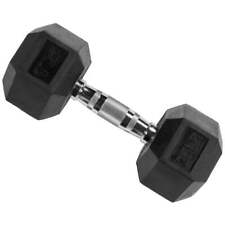 Single Barbell, 25LBs, Rubber Encased Hex Dumbbell, Single picture