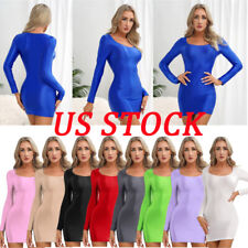 US Womens Glossy Micro Mini Dress Smooth Transparent Tight Bodycon Pencil Dress picture