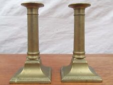 ANTIQUE QUEEN ANNE PERIOD PUSH UP BRASS CANDLE STICKS picture