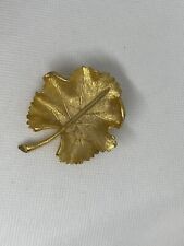 Stunning Vintage BSK Brushed and Polished Gold Stylized Leaf Pin Brooch picture