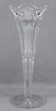 ABP American Brilliant Hobstars Zipper & Line Cut Glass Trumpet 14 Inch Vase picture