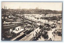 Constantinople Turkey Postcard New Bridge Landing Boat Steamer c1920s RPPC Photo picture