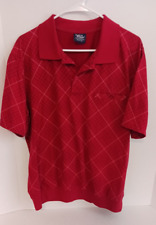 Vintage John Blair Red Banded Waist Short Sleeve Knit Men's Pullover Shirt Sz L picture