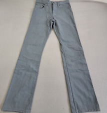 Raleigh Denim Jeans Mens 33x34 Slim Button Fly Gray Number Patch Handcrafted USA picture
