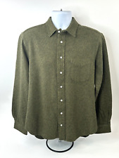 Gitman Bros Shirt Mens Large Vintage Green Cotton Tweed Button Up Long Sleeve picture