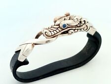 JOHN HARDY - Naga Legends Dragon Sterling Silver Sapphire Leather Bracelet - 7