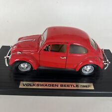 Vintage Maisto 1:18 Scale Die-Cast Red VW 1967 Volkswagen Beetle Bug w/ Stand picture