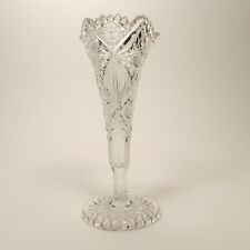 Antique ABP American Brilliant Period Cut Glass 10 Trumpet Vase Faceted Stunning picture