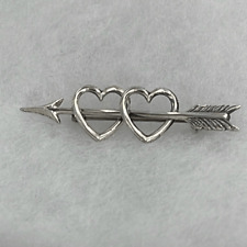 Vintage Beau Sterling double heart with arrow brooch picture