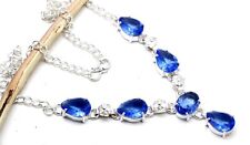 925 Sterling Silver London Blue Topaz Gemstone Handmade Jewelry Necklace S-17-18 picture