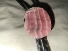 Vintage Large Natural Rhodochrosite Tie Silver Tone Tips 1970's picture