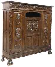 Antique Bookcase, Figural, Spanish Renaissance Revival Carved, Walnut, 1800s picture
