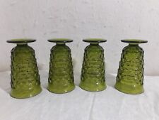 Vintage Indiana Whitehall Colony Cubist Glasses Avocado Green Footed Set Of 4 picture