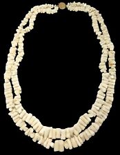 14k Gold Clasp Vintage Double Strand Graduated Cream White Coral Necklace 21” picture