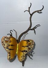 Vintage Bovano Butterfly On Branches MCM Enamel Wall Sculpture Orange Black picture