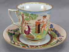 19th Century Capodimonte Style Hand Painted Armorial Demitasse Cup & Saucer picture