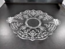 Vintage Depression Glass PLATTER NAVARRE BY FOSTORIA ETCHED WITH HANDLES picture