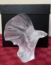 LALIQUE Crystal Poisson Combattant V209 Fighting Fish Statue NIB MINT 6” Signed picture