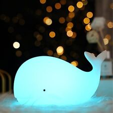 Cute Ocean Whale Fish Silicone Rechargeable Nursery Night Light Decor Toys picture