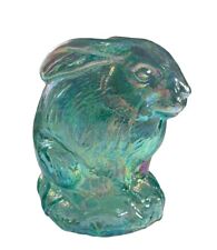 Fenton Tiffan Lamp Glass Mould Bunny Aqua Blue 6” Carnival Easter Rabbit 1970s picture