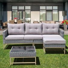 VIXLON Rattan Patio Furniture Set PE Wicker Outdoor Sectional Sofa Set w/Cushion picture