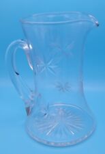 Antique American Brilliant Bethlehem Star Cut Glass Crystal Pitcher 8.5” Etched picture