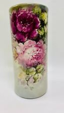 ANTIQUE LENOX BELLEEK 1906-1924  HAND PAINTED ROSES FLOWERS VASE, 12