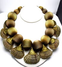 Vintage 80's Couture Beaded Necklace Collar Golden Statement Necklace picture